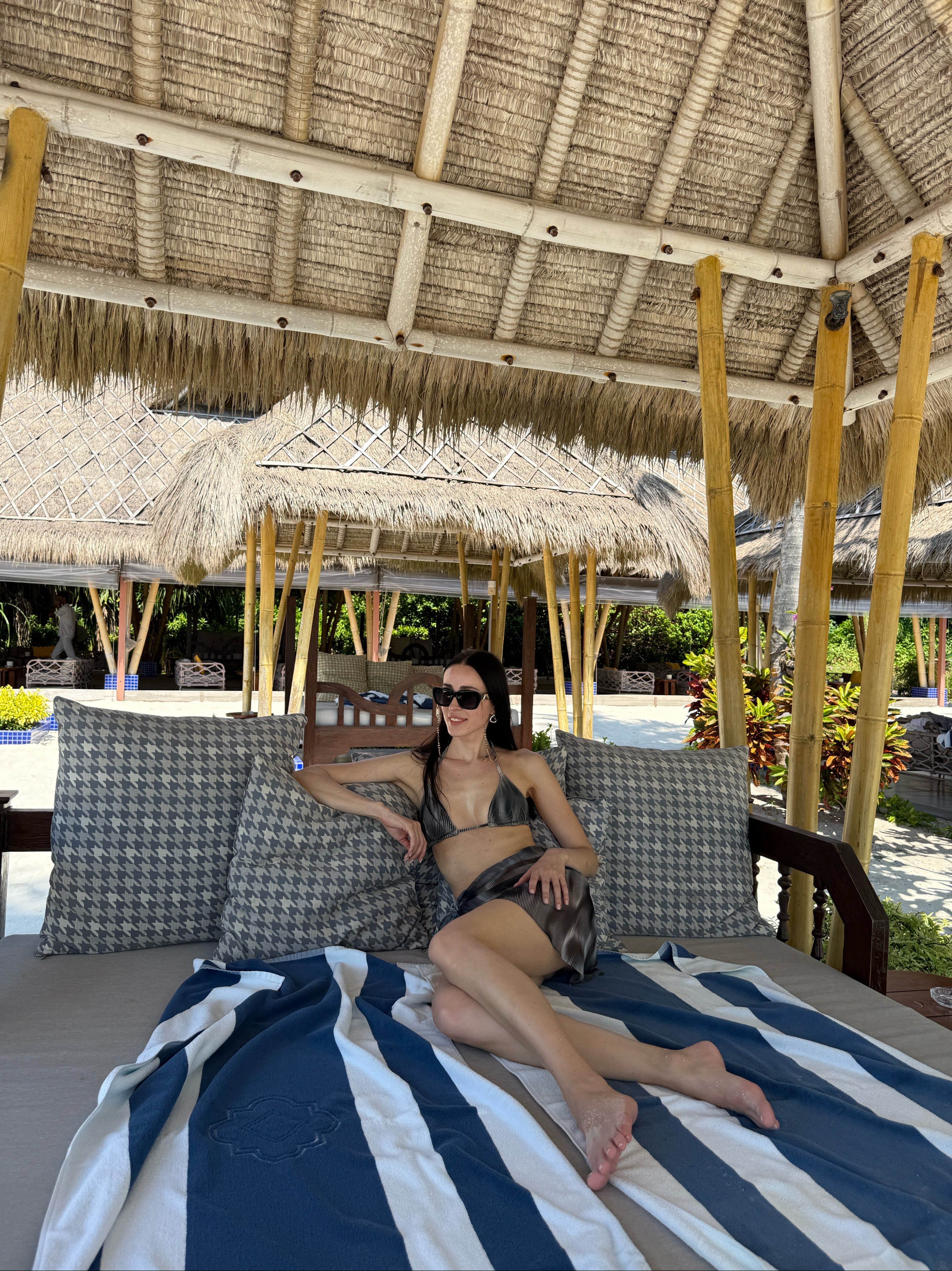 Elvira Jain - Hermione Black Triangle Side Tie 3D Bikini Set - Evita Black Optical Tie Side Sarong | Moeva | Bikini Set | Each week unveils new pieces—luxury swimwear, fluid resort silhouettes, and elevated summer-to-evening essentials designed to carry you from coastal escapes to city nights.