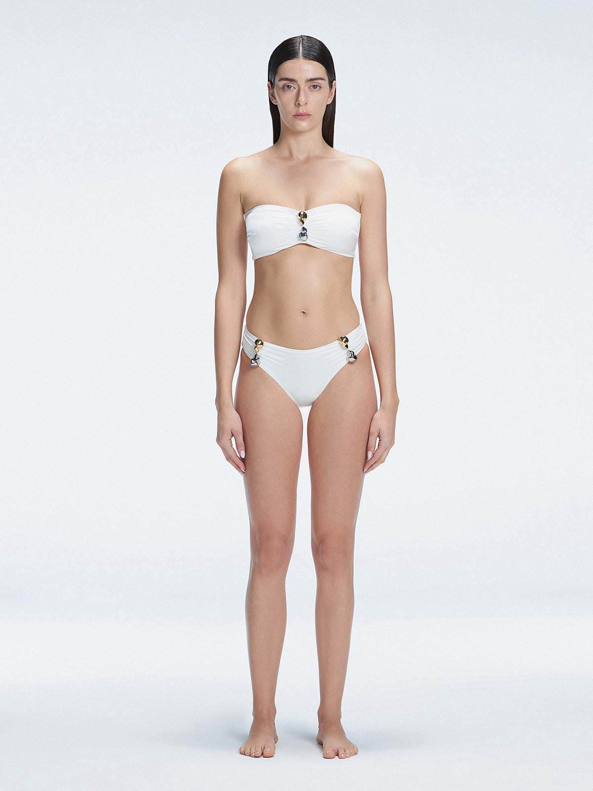 Ilana White Bandeau Satin Bikini Top | Moeva | Bikini Top | Each week unveils new pieces—luxury swimwear, fluid resort silhouettes, and elevated summer-to-evening essentials designed to carry you from coastal escapes to city nights.