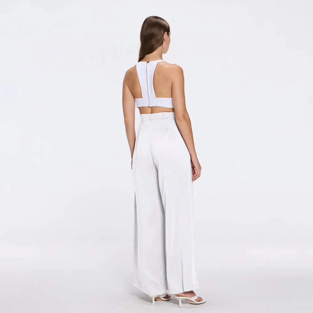Manami White High Waist Wide Leg Pants | Moeva | Pants | Each week unveils new pieces—luxury swimwear, fluid resort silhouettes, and elevated summer-to-evening essentials designed to carry you from coastal escapes to city nights.