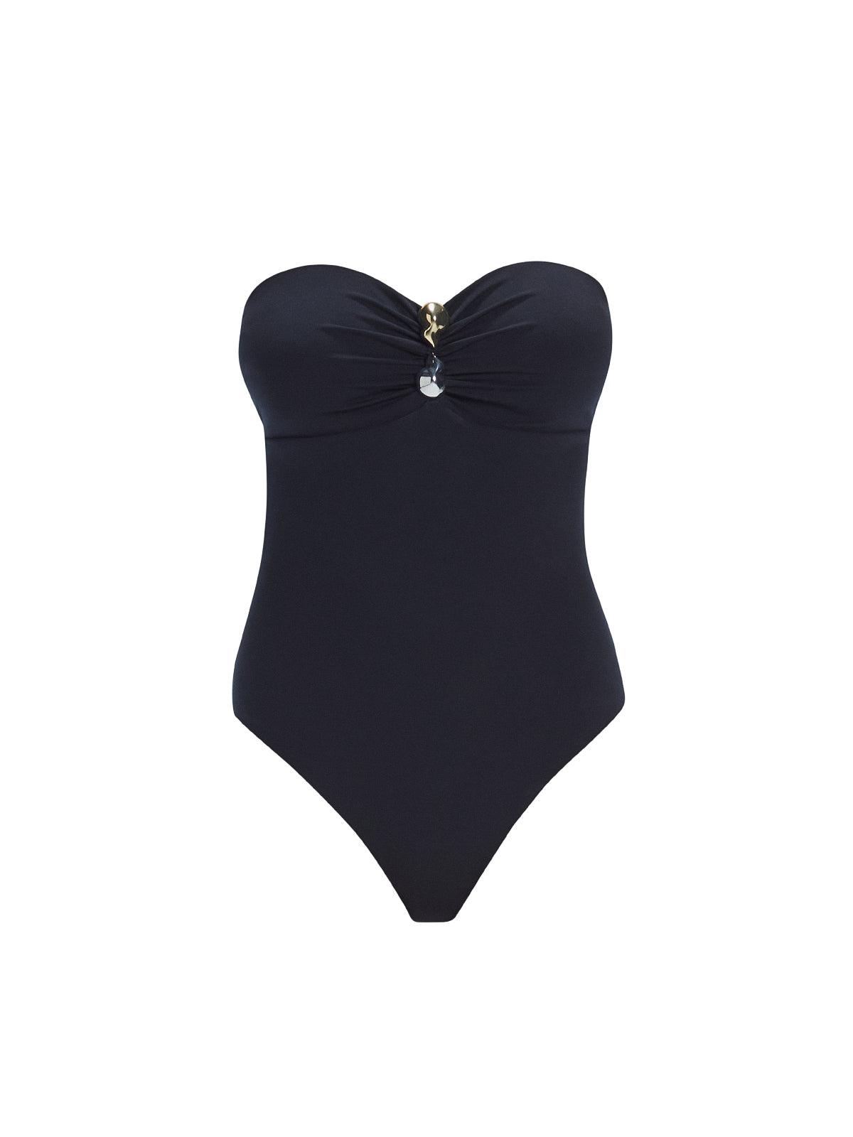 Zephyrine Black Bandeau Swimsuit | Moeva | Swimsuit | Each week unveils new pieces—luxury swimwear, fluid resort silhouettes, and elevated summer-to-evening essentials designed to carry you from coastal escapes to city nights.