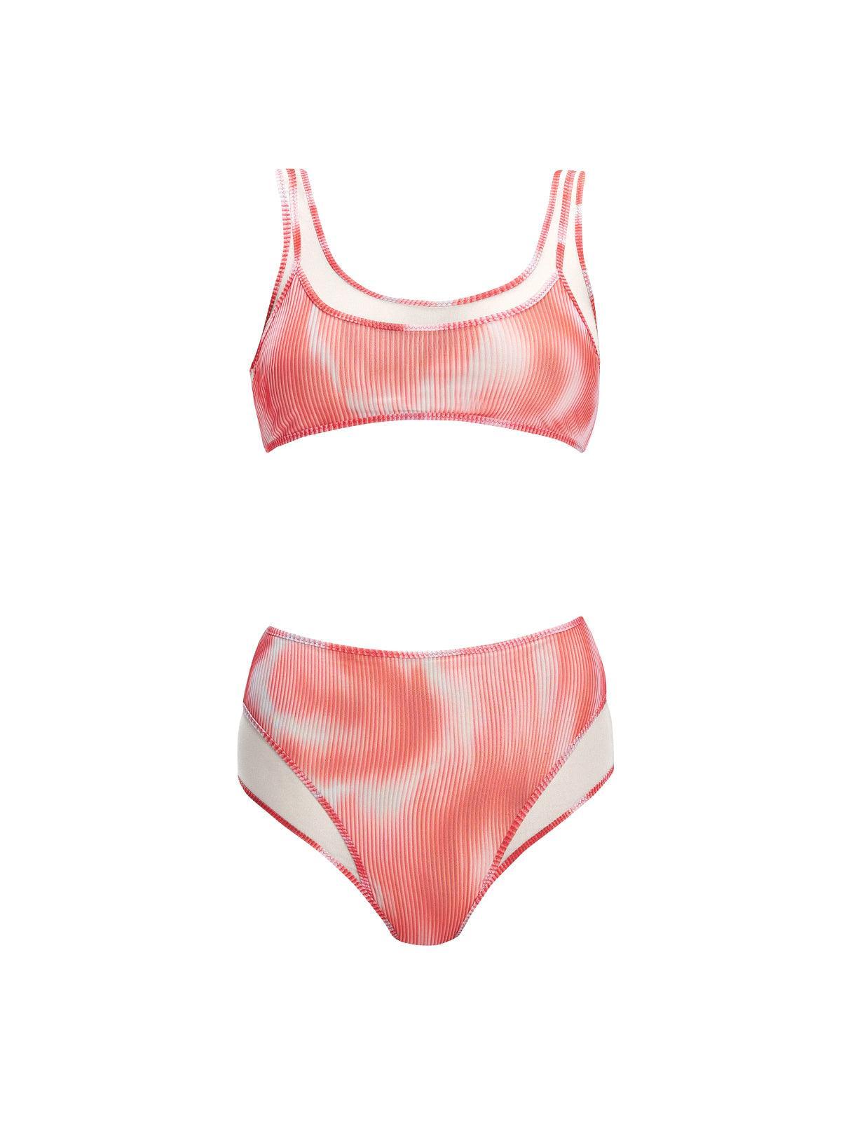Rosalind Red Optical High Waist 3D Print Bikini Bottom | Moeva | Bikini Bottom | Each week unveils new pieces—luxury swimwear, fluid resort silhouettes, and elevated summer-to-evening essentials designed to carry you from coastal escapes to city nights.