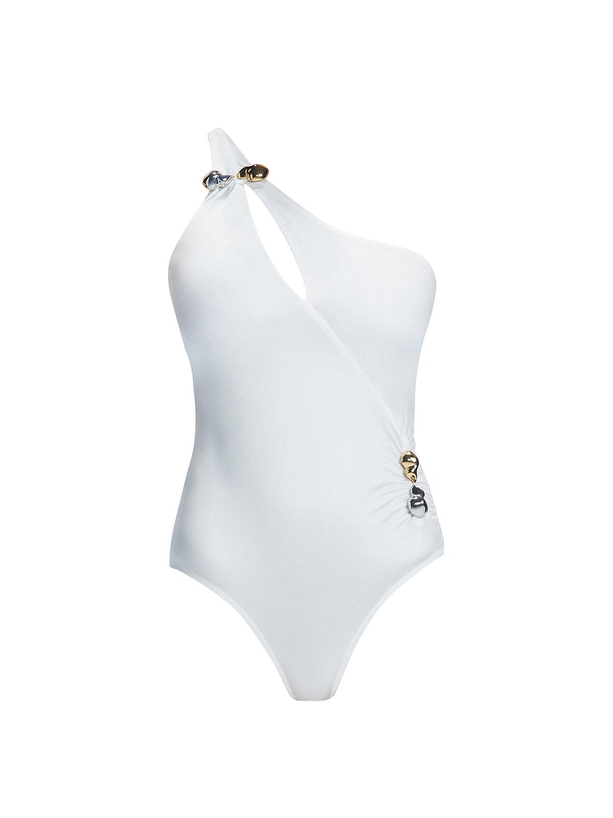 Solene White One Shoulder Swimsuit | Moeva | Swimsuit | Each week unveils new pieces—luxury swimwear, fluid resort silhouettes, and elevated summer-to-evening essentials designed to carry you from coastal escapes to city nights.