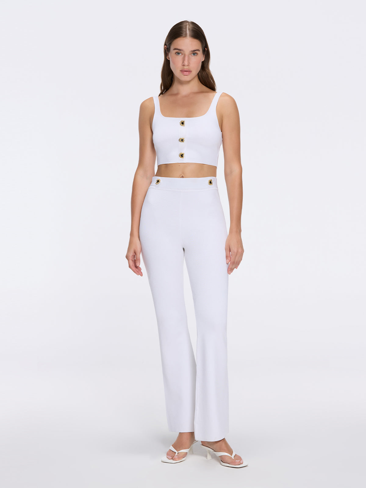 Colette White Knitted White High Waisted Wide-Leg Pant | Moeva | Pants | Each week unveils new pieces—luxury swimwear, fluid resort silhouettes, and elevated summer-to-evening essentials designed to carry you from coastal escapes to city nights.