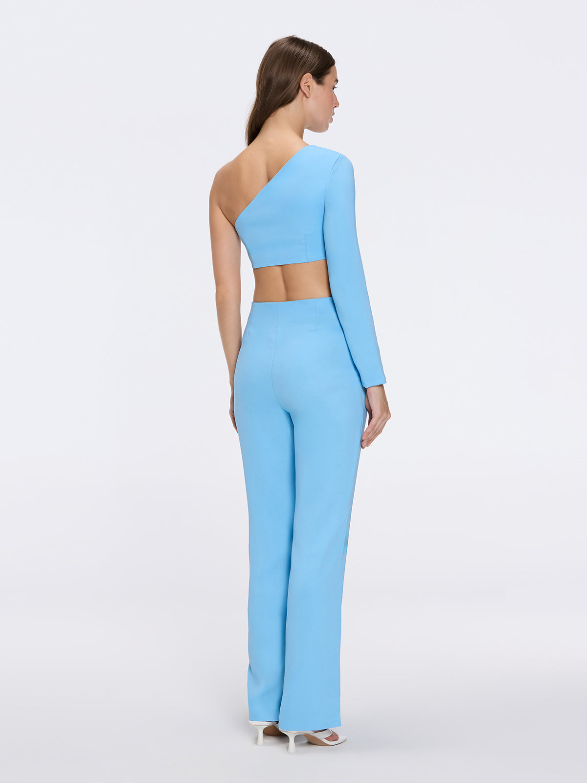 Evangeline Blue-White High-Waist Straight-Leg Pants | Moeva | Pants | Each week unveils new pieces—luxury swimwear, fluid resort silhouettes, and elevated summer-to-evening essentials designed to carry you from coastal escapes to city nights.