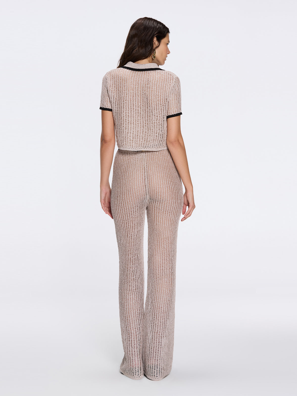 Tara Whiteman - Ramatuelle Grey-Black Crop Top & Lerins Wide-Leg Pants Knitted Set | Moeva | Set | Each week unveils new pieces—luxury swimwear, fluid resort silhouettes, and elevated summer-to-evening essentials designed to carry you from coastal escapes to city nights.
