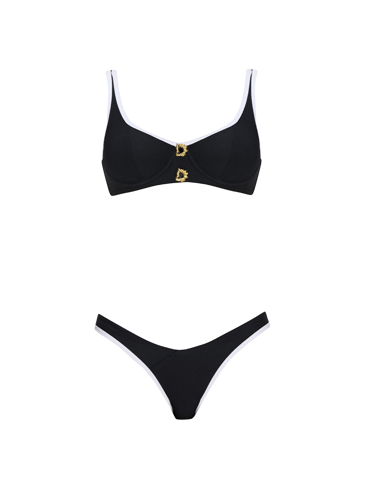 Irene Black-White Underwired Gold Buttoned Bikini Top | Moeva | Bikini Top | Each week unveils new pieces—luxury swimwear, fluid resort silhouettes, and elevated summer-to-evening essentials designed to carry you from coastal escapes to city nights.