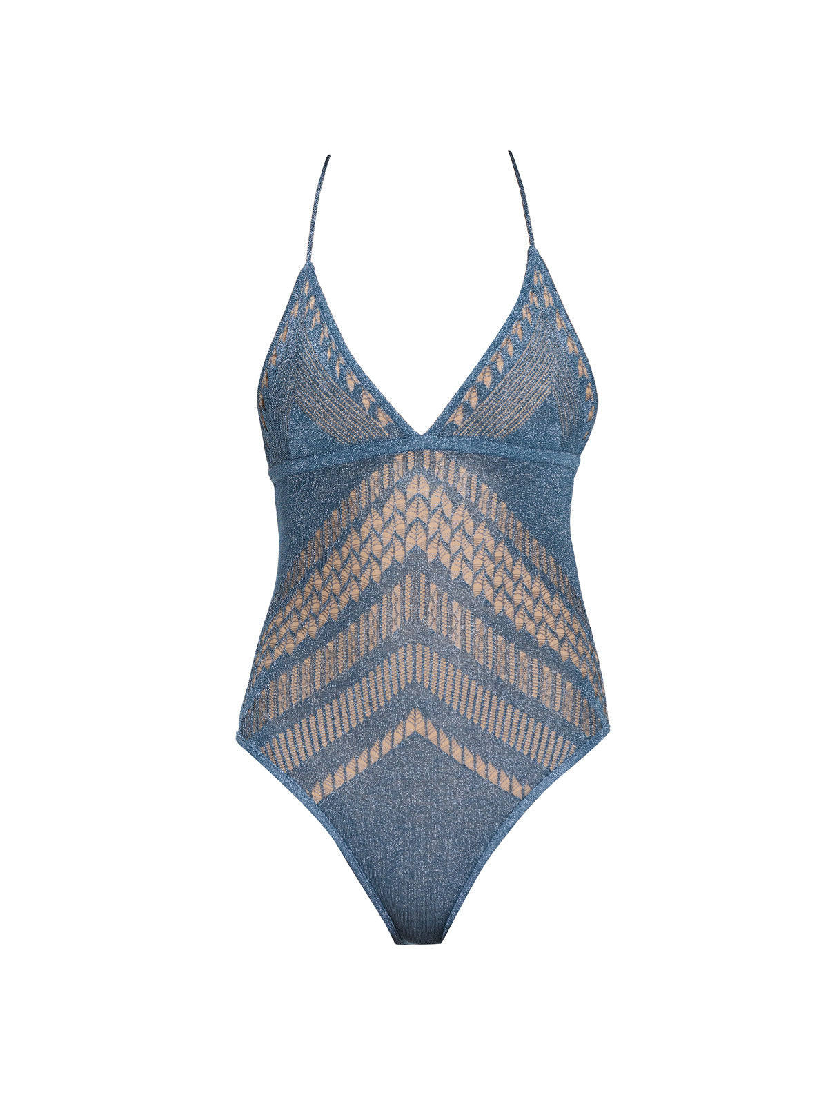 Villone V Neck Blue Knitted One Piece Swimsuit | Moeva | Swimsuit | Each week unveils new pieces—luxury swimwear, fluid resort silhouettes, and elevated summer-to-evening essentials designed to carry you from coastal escapes to city nights.