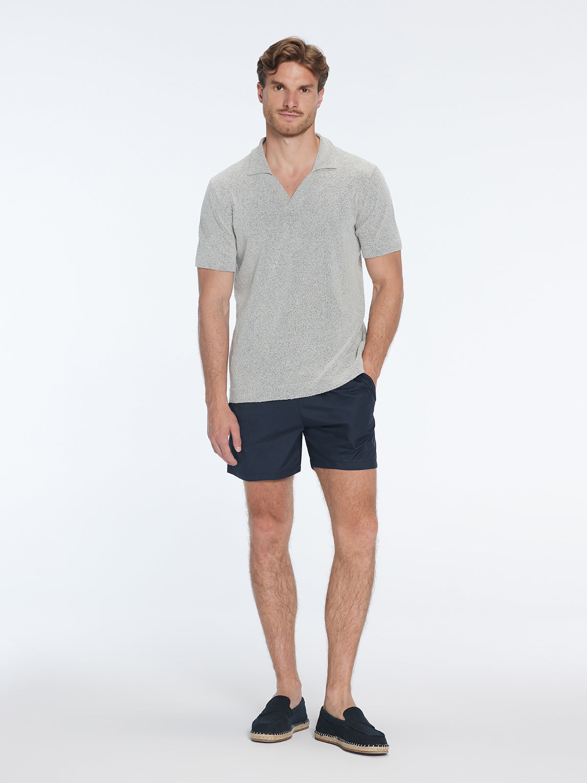 Atticus Grey V-Neck Polo T-Shirt | Moeva | T-Shirt | Each week unveils new pieces—luxury swimwear, fluid resort silhouettes, and elevated summer-to-evening essentials designed to carry you from coastal escapes to city nights.