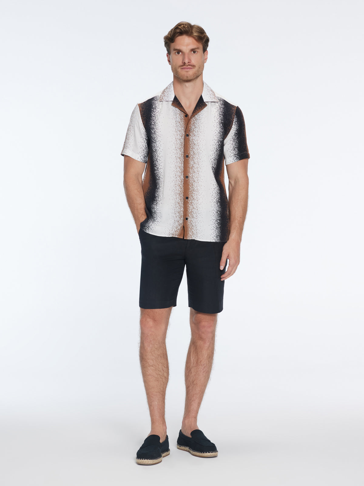 Caspian Black Degraded Tencel Camp-Collar Shirt | Moeva | Shirt | Each week unveils new pieces—luxury swimwear, fluid resort silhouettes, and elevated summer-to-evening essentials designed to carry you from coastal escapes to city nights.