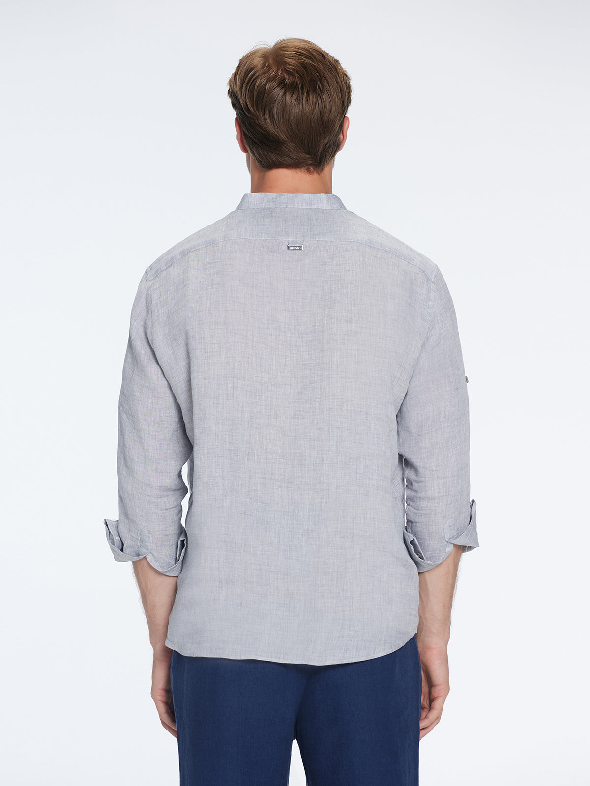 Matteo Grey Linen Half-Placket Band Collar Shirt | Moeva | Shirt | Each week unveils new pieces—luxury swimwear, fluid resort silhouettes, and elevated summer-to-evening essentials designed to carry you from coastal escapes to city nights.