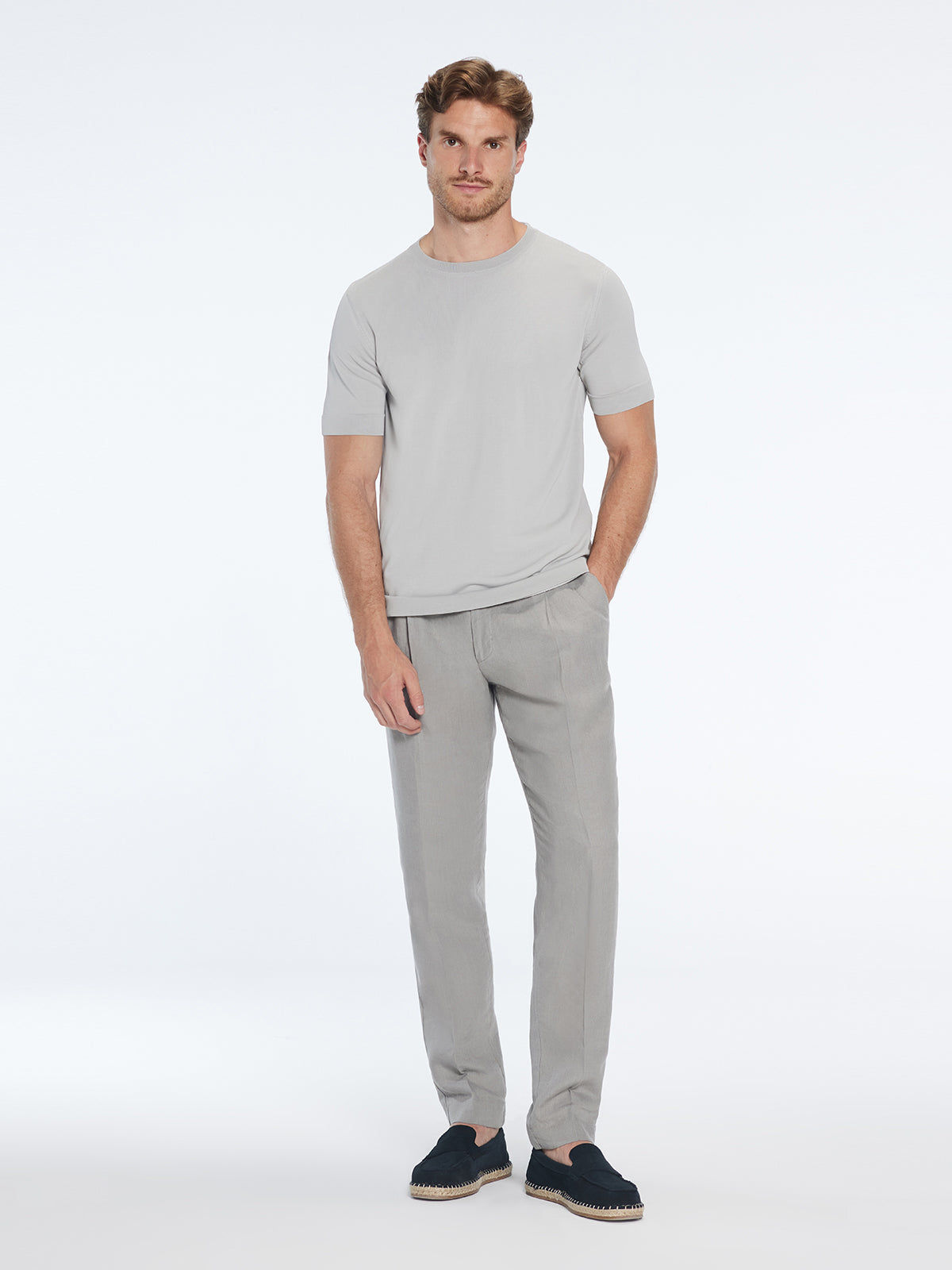 Oscar Grey Round Neck T-Shirt | Moeva | T-Shirt | Each week unveils new pieces—luxury swimwear, fluid resort silhouettes, and elevated summer-to-evening essentials designed to carry you from coastal escapes to city nights.