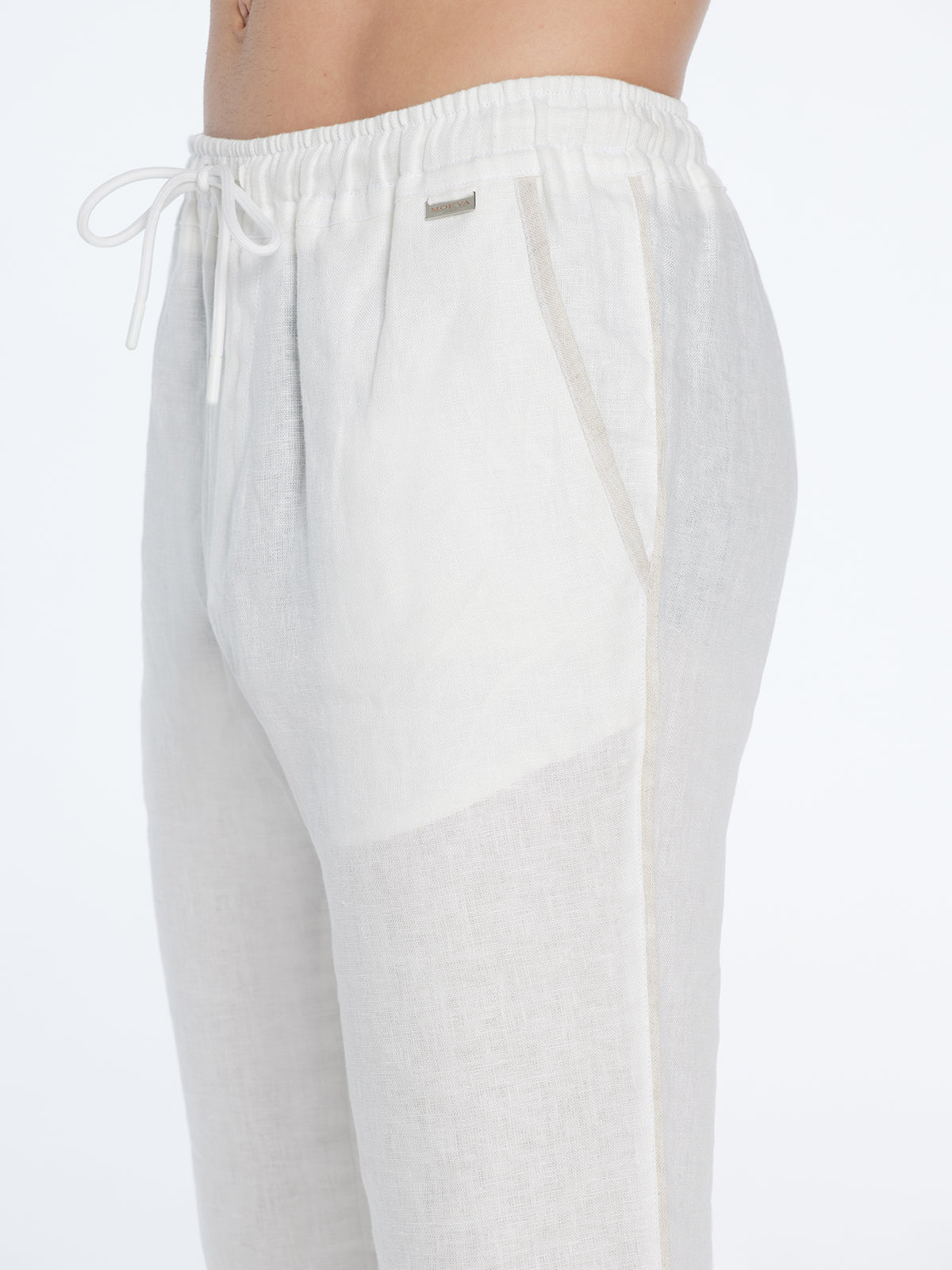 Joseph White Linen Straight-Leg Pants | Moeva | Pants | Each week unveils new pieces—luxury swimwear, fluid resort silhouettes, and elevated summer-to-evening essentials designed to carry you from coastal escapes to city nights.