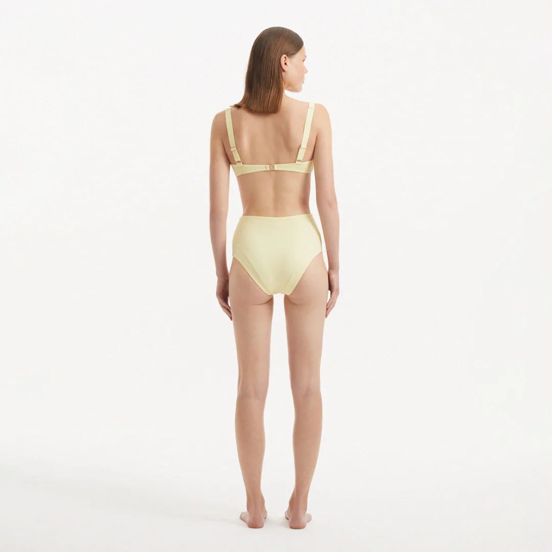 Adva Yellow Balconette Textured High Waist Bikini Set | Moeva | Bikini Set | Each week unveils new pieces—luxury swimwear, fluid resort silhouettes, and elevated summer-to-evening essentials designed to carry you from coastal escapes to city nights.
