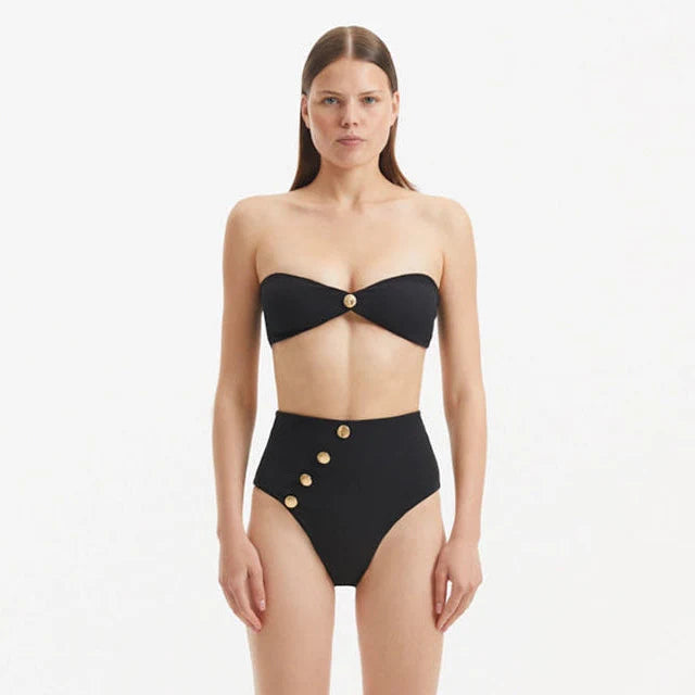 Baia Black Bandeau High Waist Bikini Set | Moeva | Bikini Set | Each week unveils new pieces—luxury swimwear, fluid resort silhouettes, and elevated summer-to-evening essentials designed to carry you from coastal escapes to city nights.