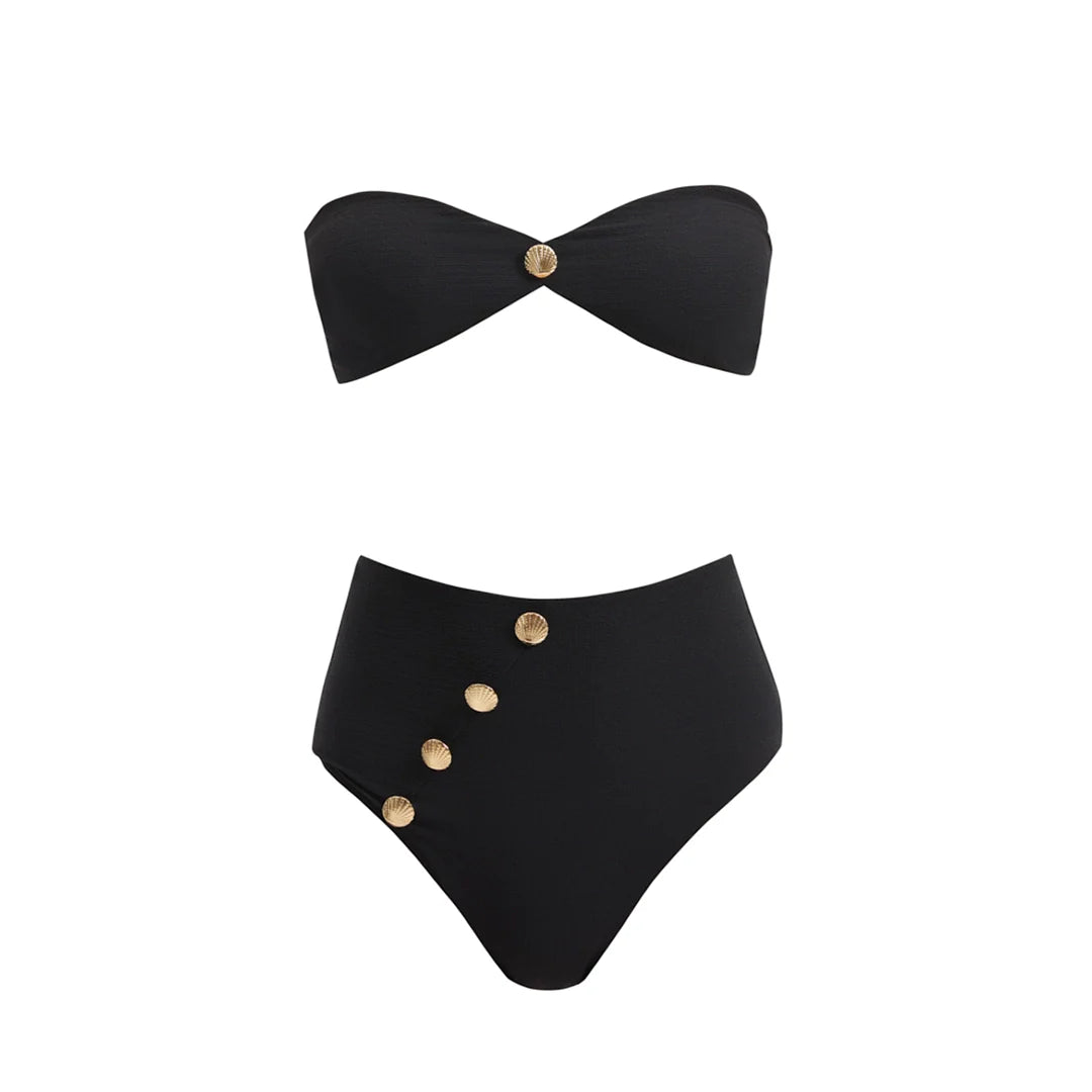 Baia Black Bandeau High Waist Bikini Set | Moeva | Bikini Set | Each week unveils new pieces—luxury swimwear, fluid resort silhouettes, and elevated summer-to-evening essentials designed to carry you from coastal escapes to city nights.