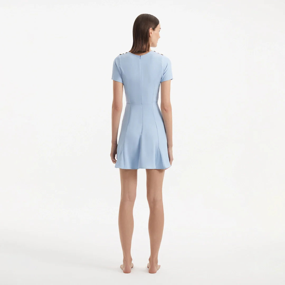 Derin Baby Blue Short-Sleeve Mini Dress | Moeva | Dress | Each week unveils new pieces—luxury swimwear, fluid resort silhouettes, and elevated summer-to-evening essentials designed to carry you from coastal escapes to city nights.