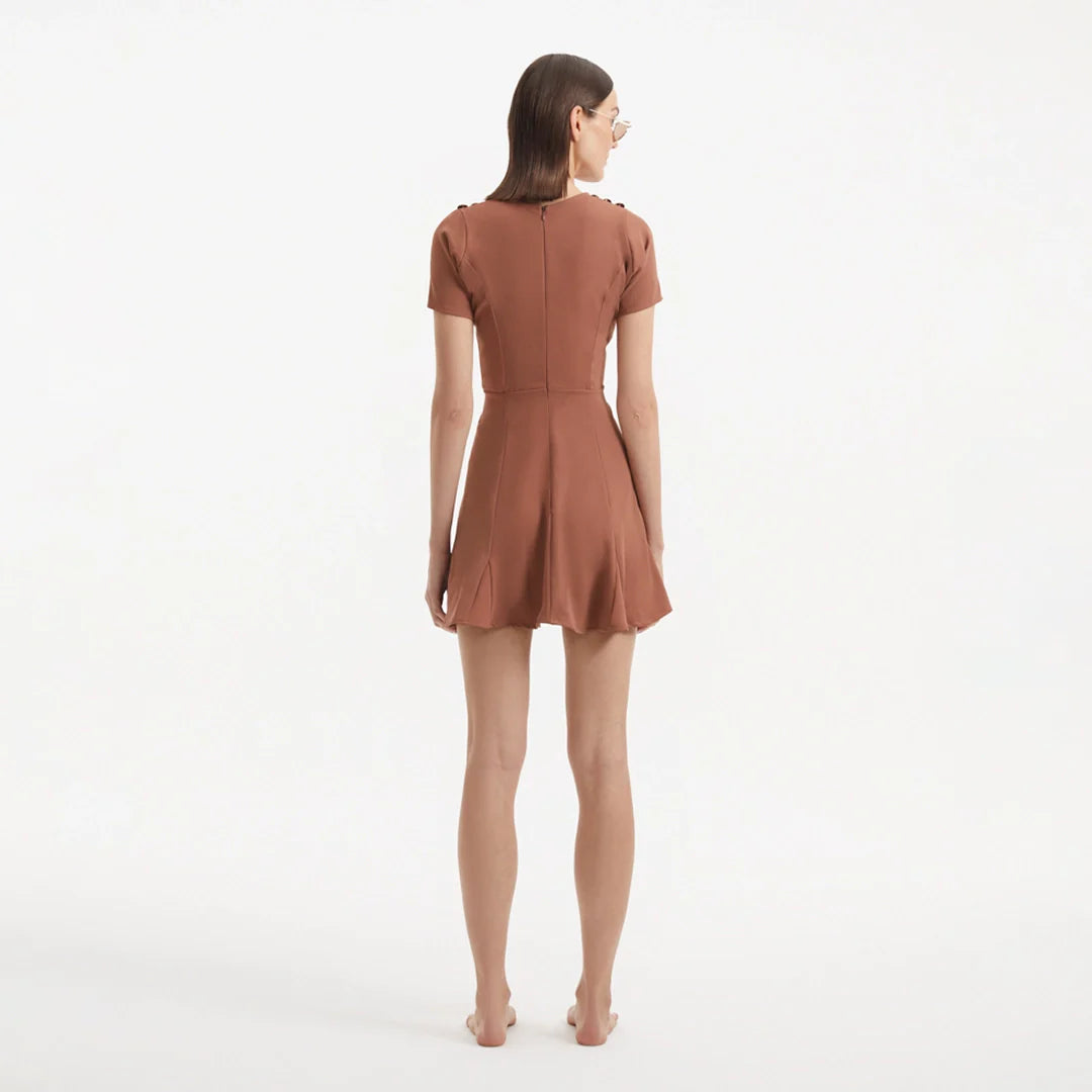 Derin Brown Short-Sleeve Mini Dress | Moeva | Dress | Each week unveils new pieces—luxury swimwear, fluid resort silhouettes, and elevated summer-to-evening essentials designed to carry you from coastal escapes to city nights.
