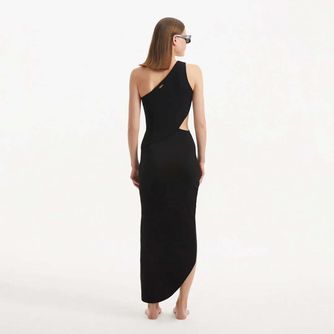 Shore Black One-Shoulder Maxi Knitted Dress with Cut-Out Details | Moeva | Dress | Each week unveils new pieces—luxury swimwear, fluid resort silhouettes, and elevated summer-to-evening essentials designed to carry you from coastal escapes to city nights.