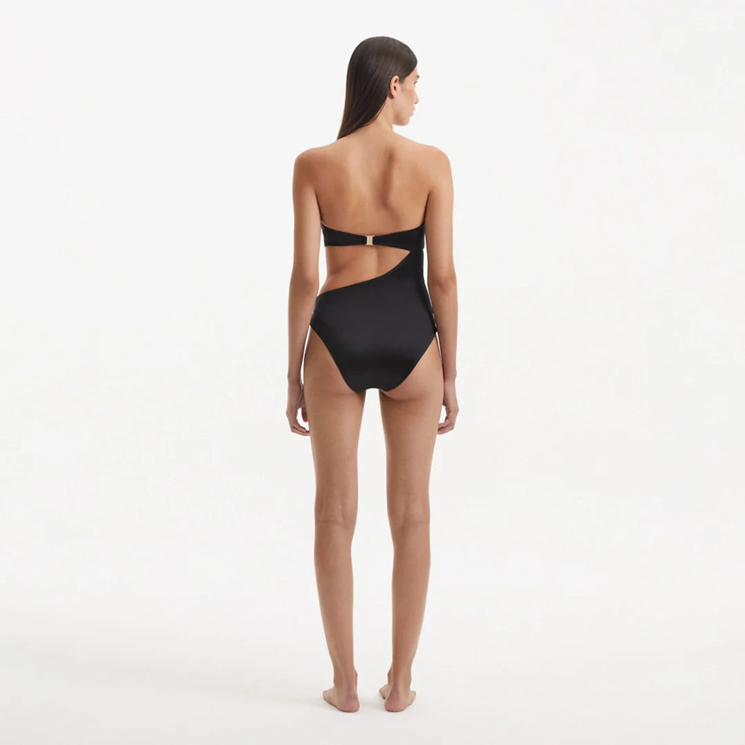 Marilla Black Bandeau Satin Swimsuit | Moeva | Swimsuit | Each week unveils new pieces—luxury swimwear, fluid resort silhouettes, and elevated summer-to-evening essentials designed to carry you from coastal escapes to city nights.