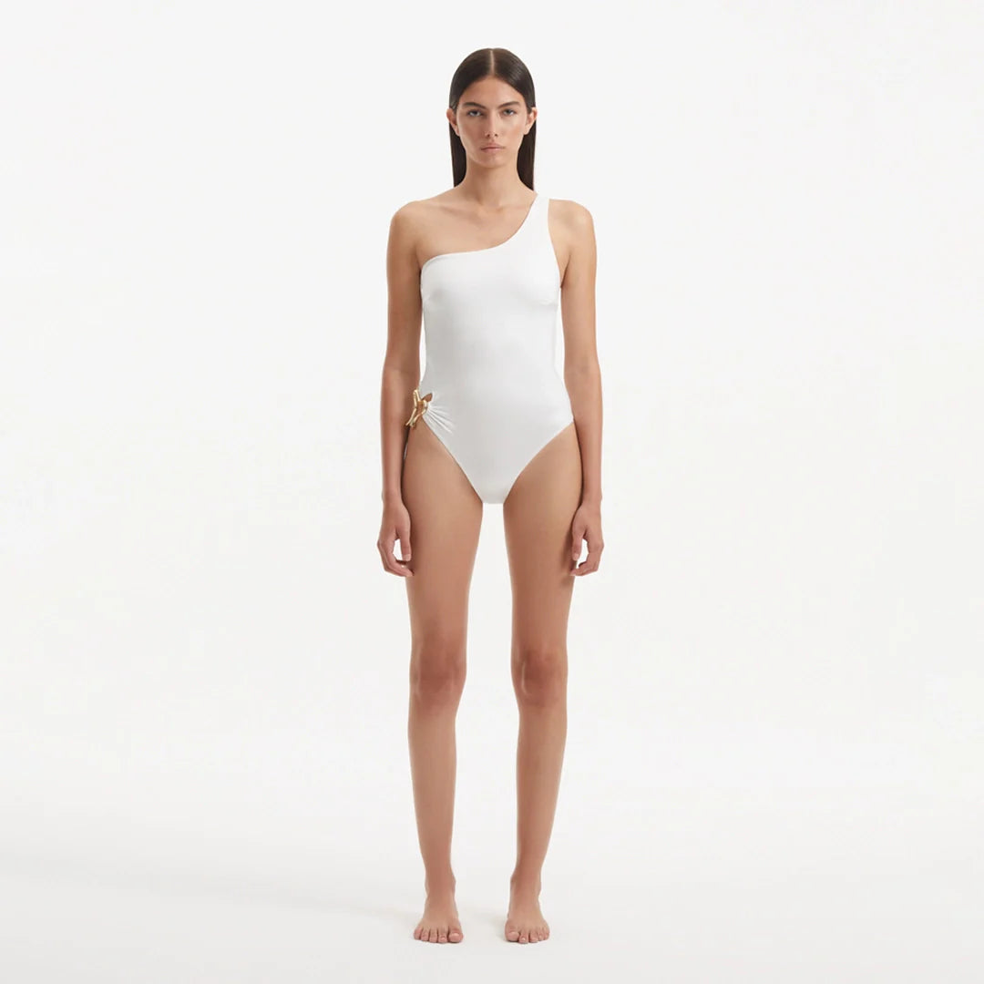 Kaimana White One Shoulder Satin Swimsuit | Moeva | Swimsuit | Each week unveils new pieces—luxury swimwear, fluid resort silhouettes, and elevated summer-to-evening essentials designed to carry you from coastal escapes to city nights.