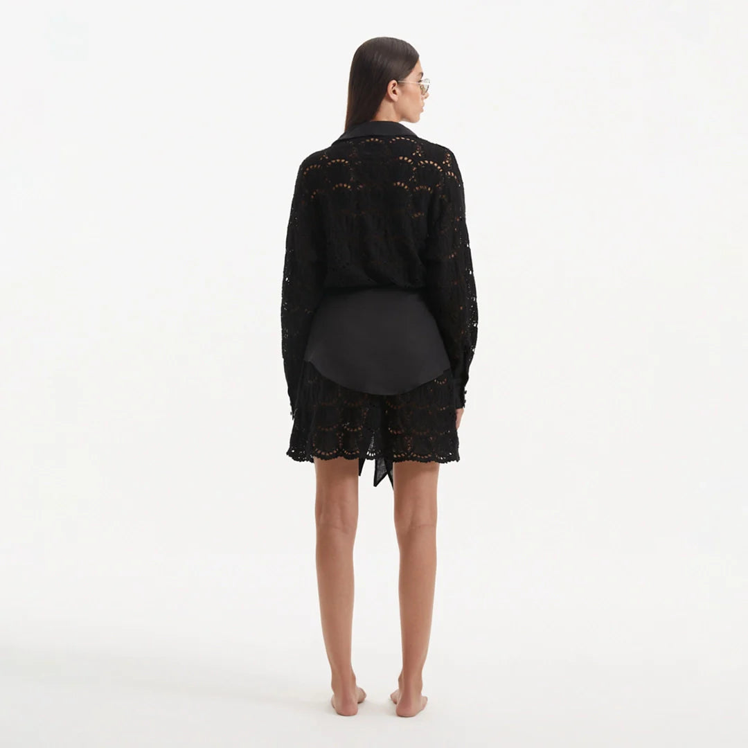 Nayeli Black Tie-Front Cotton Shirt Dress | Moeva | Dress | Each week unveils new pieces—luxury swimwear, fluid resort silhouettes, and elevated summer-to-evening essentials designed to carry you from coastal escapes to city nights.