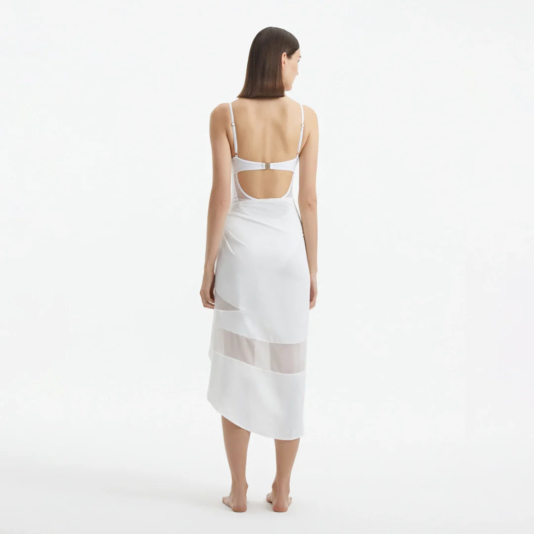 Pelagia White Tie Front Wavy-Trim Sheer Sarong | Moeva | Sarong | Each week unveils new pieces—luxury swimwear, fluid resort silhouettes, and elevated summer-to-evening essentials designed to carry you from coastal escapes to city nights.