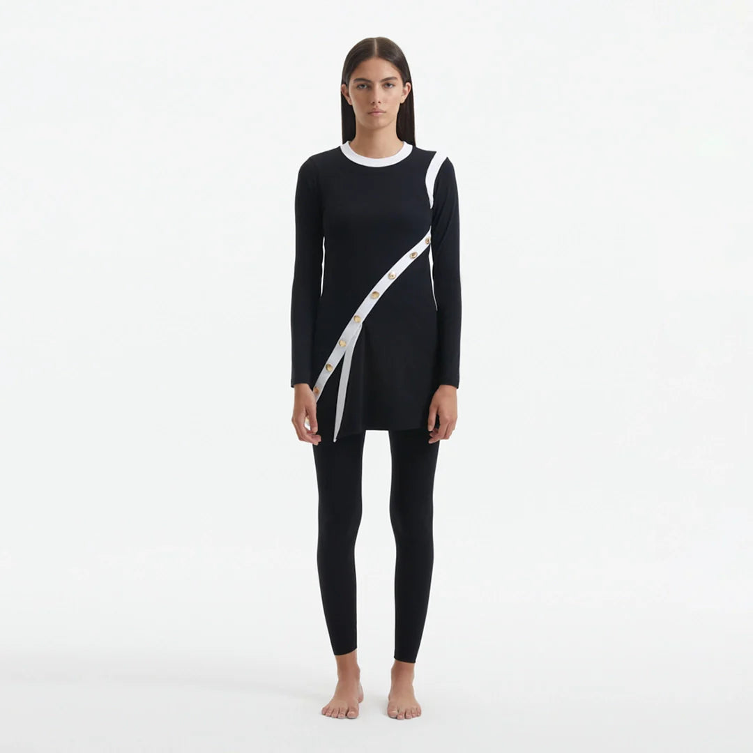 Kamaria Black Long Sleeve Accessorised Modest Swim Set | Moeva | Swimsuit | Each week unveils new pieces—luxury swimwear, fluid resort silhouettes, and elevated summer-to-evening essentials designed to carry you from coastal escapes to city nights.