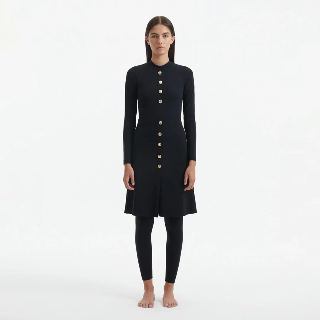 Meissa Black Full-Coverage Modest Swim Set | Moeva | Swimsuit | Each week unveils new pieces—luxury swimwear, fluid resort silhouettes, and elevated summer-to-evening essentials designed to carry you from coastal escapes to city nights.