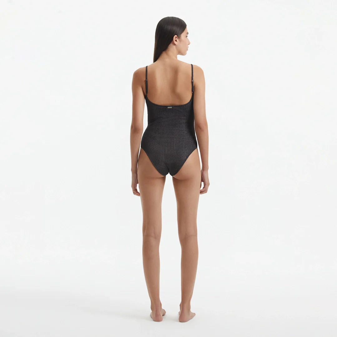 Hartley Silver Scoop Neck Metallic Knitted Swimsuit | Moeva | Swimsuit | Each week unveils new pieces—luxury swimwear, fluid resort silhouettes, and elevated summer-to-evening essentials designed to carry you from coastal escapes to city nights.
