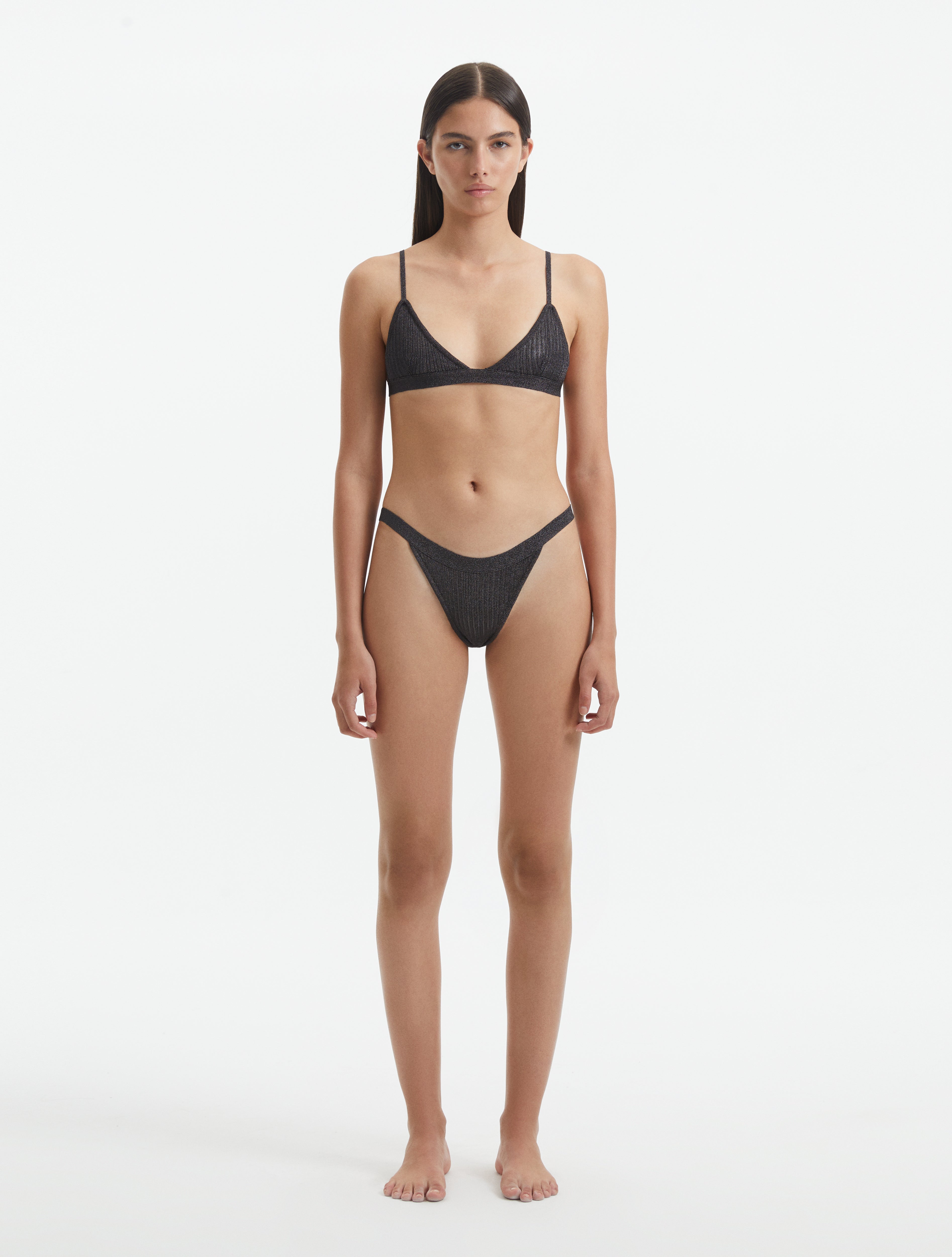 North Silver Triangle Knitted Bikini Top | Moeva | Bikini Top | Each week unveils new pieces—luxury swimwear, fluid resort silhouettes, and elevated summer-to-evening essentials designed to carry you from coastal escapes to city nights.