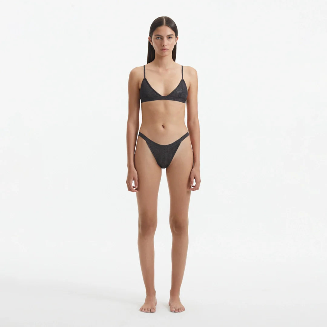 North Silver Mid Coverage Knitted Bikini Bottom | Moeva | Bikini Bottom | Each week unveils new pieces—luxury swimwear, fluid resort silhouettes, and elevated summer-to-evening essentials designed to carry you from coastal escapes to city nights.