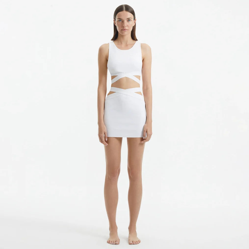 Garda Top & Jazero Skirt White Knitted Cut-Out Set | Moeva | Set | Each week unveils new pieces—luxury swimwear, fluid resort silhouettes, and elevated summer-to-evening essentials designed to carry you from coastal escapes to city nights.