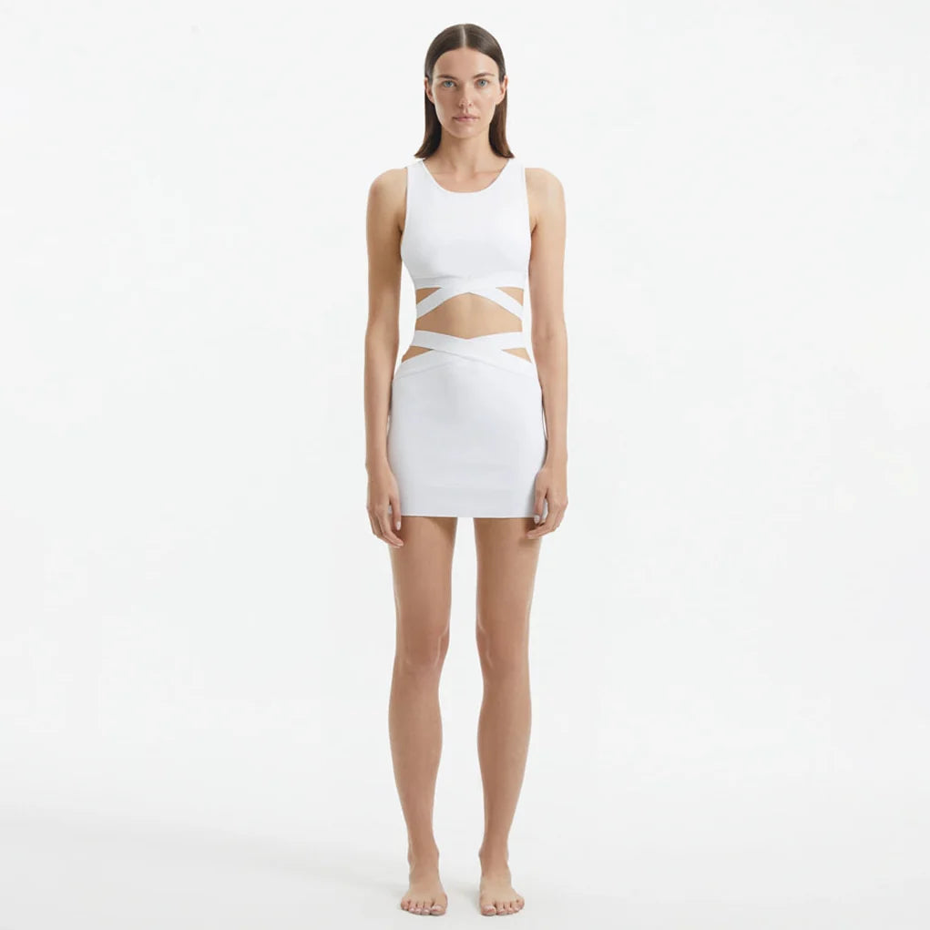 Jazero White Knitted Cut-Out Skirt | Moeva | Skirt | Each week unveils new pieces—luxury swimwear, fluid resort silhouettes, and elevated summer-to-evening essentials designed to carry you from coastal escapes to city nights.