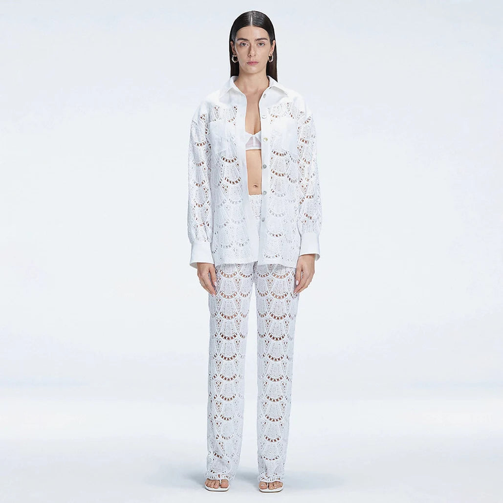 Nola White Long Sleeve Cotton Shirt | Moeva | Shirt | Each week unveils new pieces—luxury swimwear, fluid resort silhouettes, and elevated summer-to-evening essentials designed to carry you from coastal escapes to city nights.