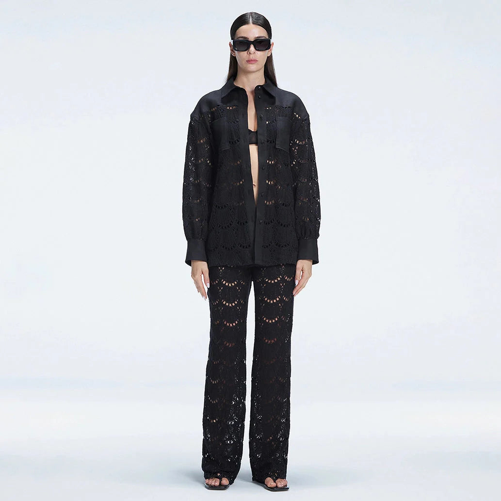 Nola Black Long Sleeve Cotton Shirt | Moeva | Shirt | Each week unveils new pieces—luxury swimwear, fluid resort silhouettes, and elevated summer-to-evening essentials designed to carry you from coastal escapes to city nights.