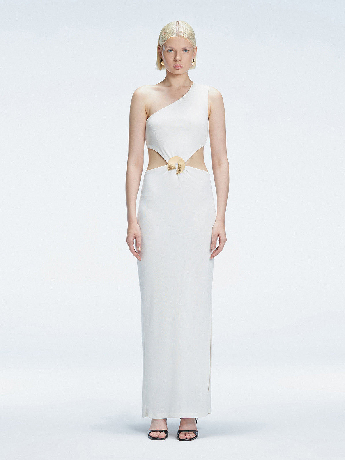 Violet White One-Shoulder Textured Maxi Dress with Cut-Out Detail | Moeva | Dress | Each week unveils new pieces—luxury swimwear, fluid resort silhouettes, and elevated summer-to-evening essentials designed to carry you from coastal escapes to city nights.