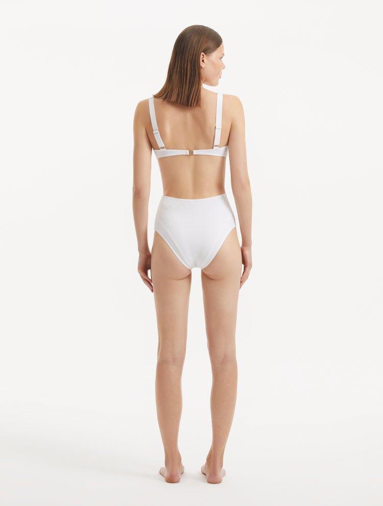 Adva White Balconette Textured Bikini Top | Moeva | Bikini Top | Each week unveils new pieces—luxury swimwear, fluid resort silhouettes, and elevated summer-to-evening essentials designed to carry you from coastal escapes to city nights.