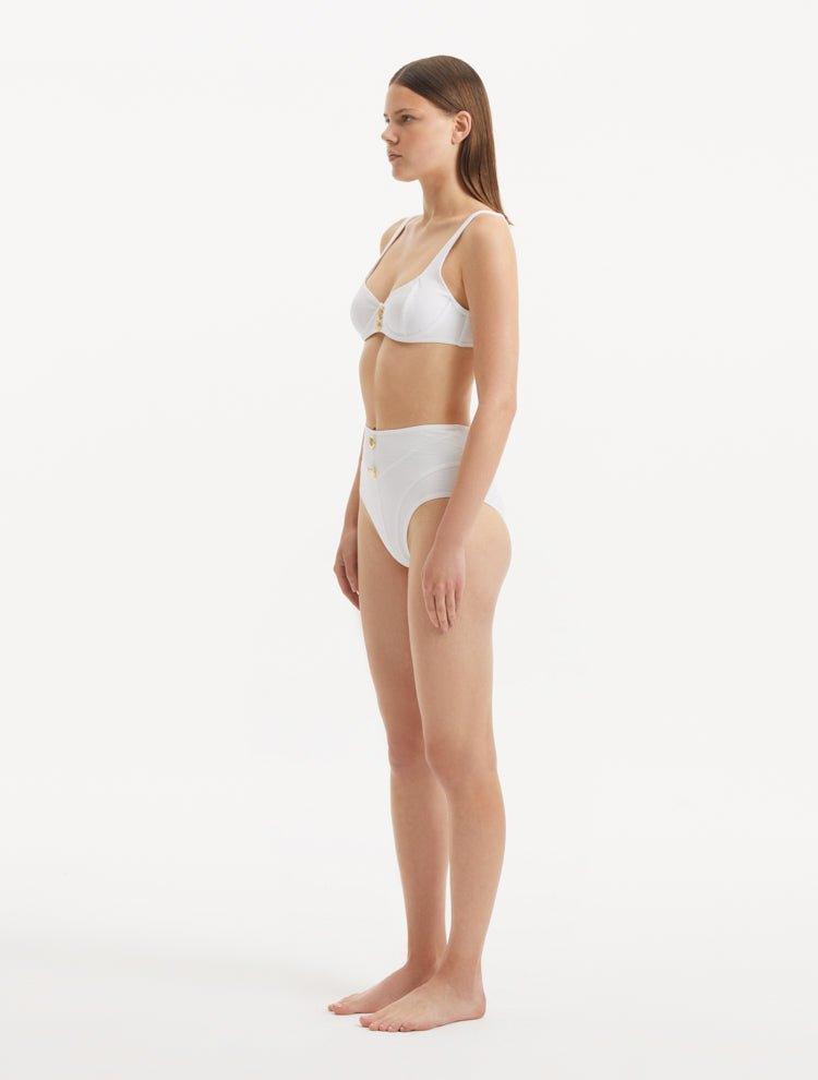 Adva White Balconette Textured Bikini Top | Moeva | Bikini Top | Each week unveils new pieces—luxury swimwear, fluid resort silhouettes, and elevated summer-to-evening essentials designed to carry you from coastal escapes to city nights.