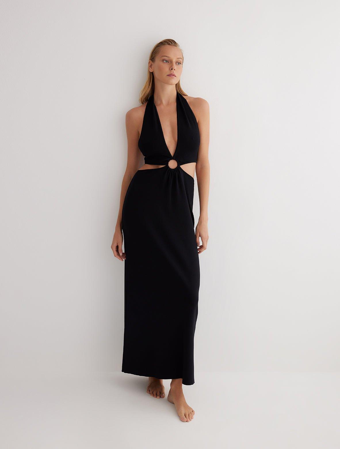 Clemence Black Knitted Dress | Moeva | RTW Dresses | Each week unveils new pieces—luxury swimwear, fluid resort silhouettes, and elevated summer-to-evening essentials designed to carry you from coastal escapes to city nights.