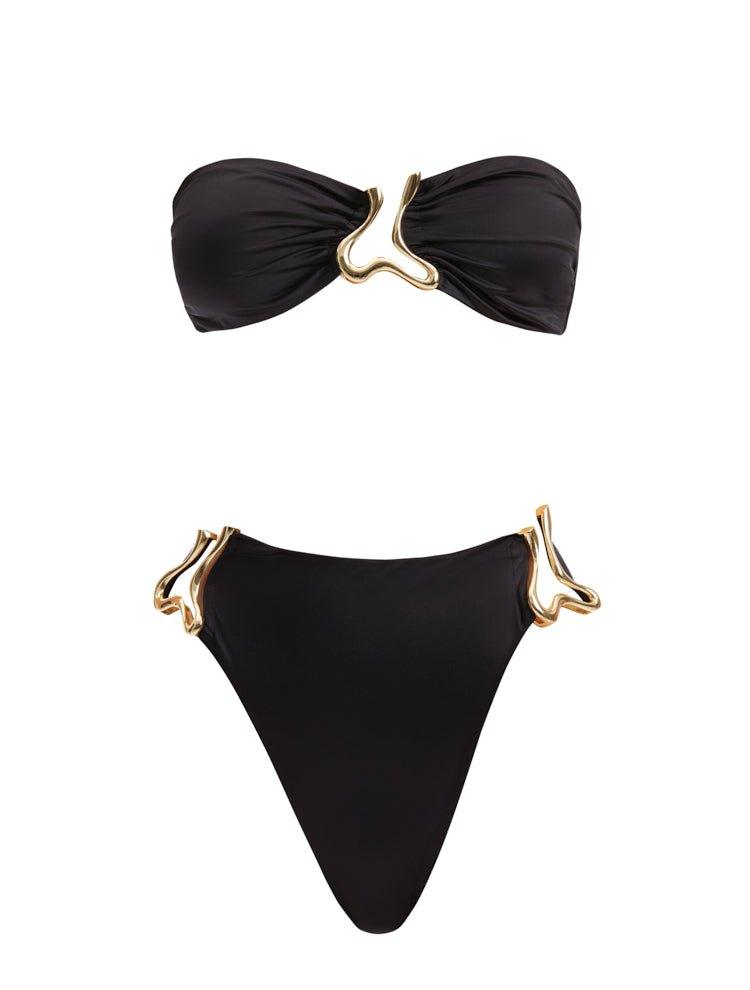 Georgina Mazzeo - Clyde Black Bandeau High Waist Satin Bikini Set | Moeva | Bikini Set | Each week unveils new pieces—luxury swimwear, fluid resort silhouettes, and elevated summer-to-evening essentials designed to carry you from coastal escapes to city nights.