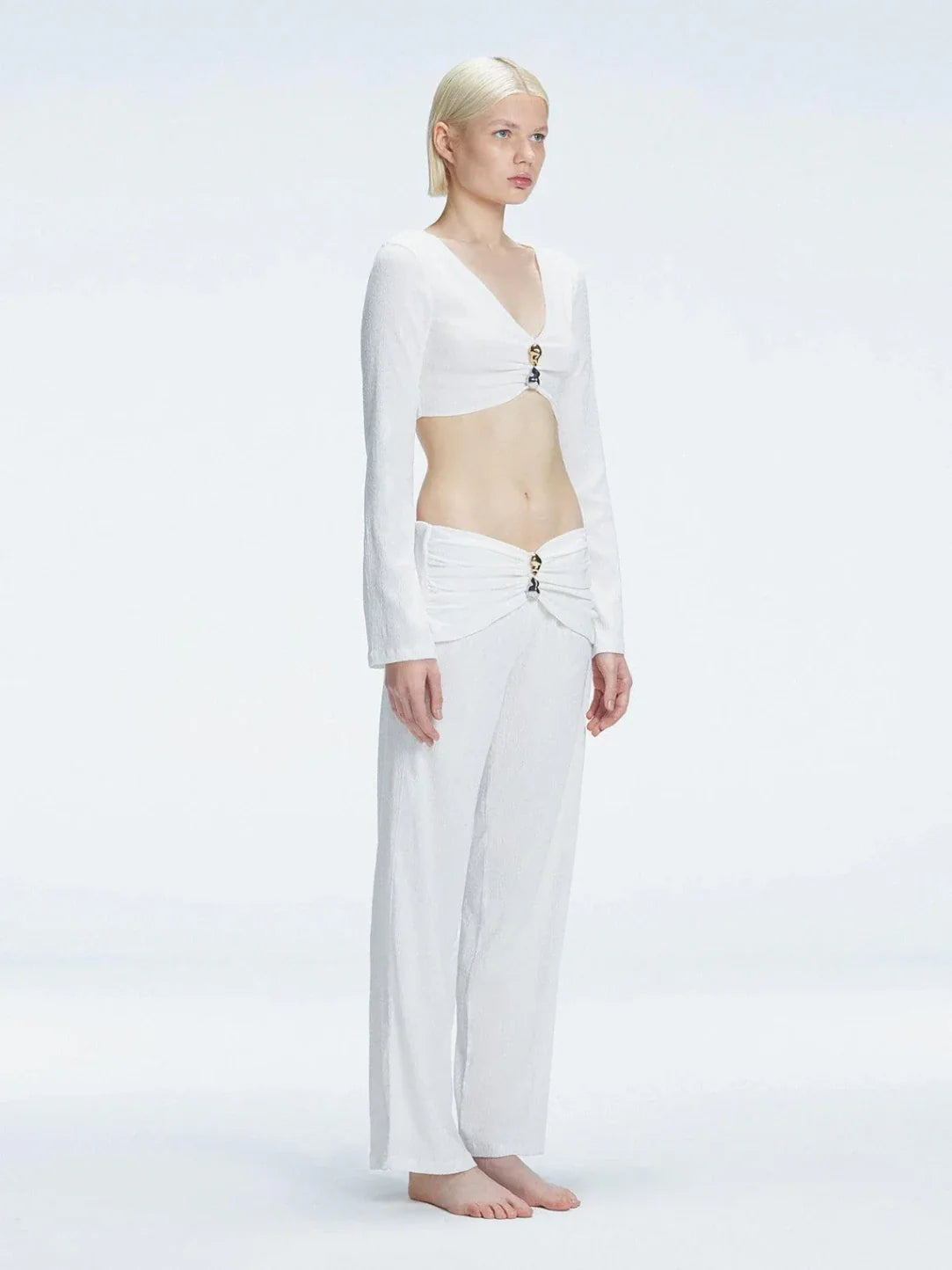 Helena Straight Leg Accessorised White Pants | Moeva | Pants | Each week unveils new pieces—luxury swimwear, fluid resort silhouettes, and elevated summer-to-evening essentials designed to carry you from coastal escapes to city nights.