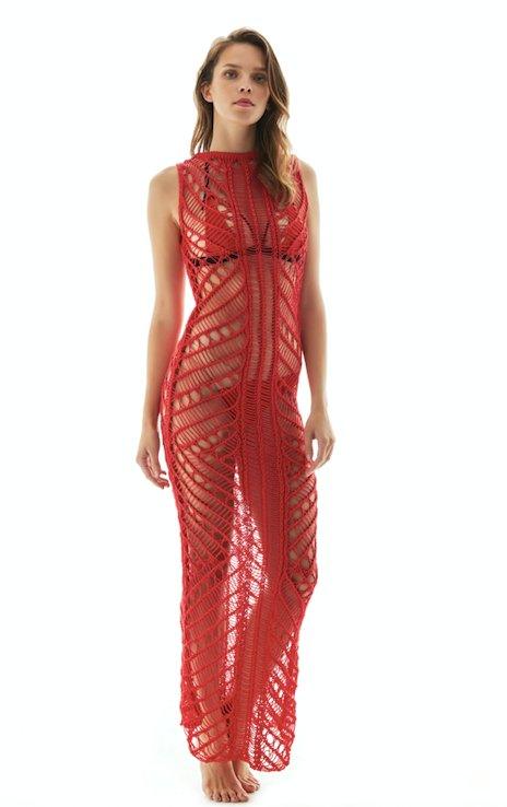 Luna Red Knit Sleeveless Maxi Dress | Moeva | Dress | Each week unveils new pieces—luxury swimwear, fluid resort silhouettes, and elevated summer-to-evening essentials designed to carry you from coastal escapes to city nights.