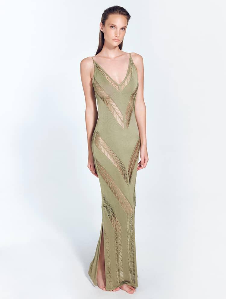 Mimi Shiny Green Knit Sleeveless Maxi Dress | Moeva | Dress | Each week unveils new pieces—luxury swimwear, fluid resort silhouettes, and elevated summer-to-evening essentials designed to carry you from coastal escapes to city nights.
